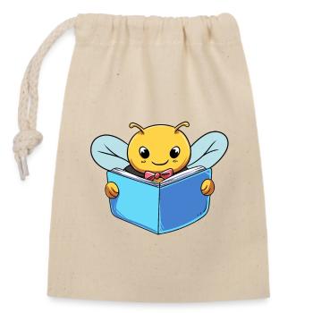 Bee Book Lovers - Closable cotton gift bag (14x20cm) - nature - Front