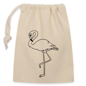 Line Art Flamingo Black - Closable cotton gift bag (14x20cm) - nature - Front