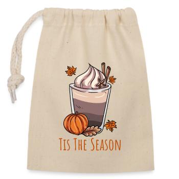 Coffee lovers autumn - Closable cotton gift bag (14x20cm) - nature - Front