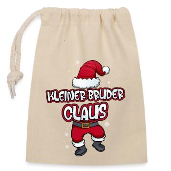 Kleiner Bruder Claus Weihnachtsmann Kostüm - Verschließbarer Geschenkbeutel aus Baumwolle (14x20cm) - Natur - Vorne