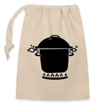 Soup pan on gas burner - Closable cotton gift bag (14x20cm) - nature - Front