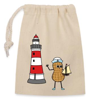 Marine Peanut Child Sailor Lighthouse Ahoy - Sac cadeau en coton avec cordon (14 x 20 cm) - nature - Devant