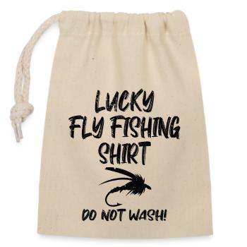 Funny Lucky fly fishing - Closable cotton gift bag (14x20cm) - nature - Front