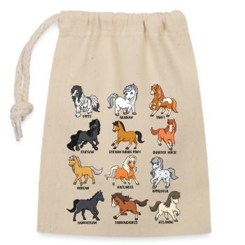 Cartoon Kawaii Horses - Horse Motif - Closable cotton gift bag (14x20cm) - nature - Front