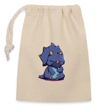 Cartoon Triceratops - Closable cotton gift bag (14x20cm) - nature - Front