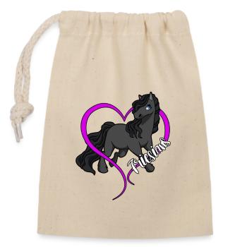 Amoureux des chevaux - Frisons - Sac cadeau en coton avec cordon (14 x 20 cm) - nature - Devant