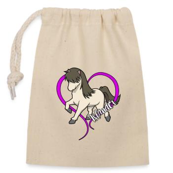 Amoureux des chevaux - Islandais - Sac cadeau en coton avec cordon (14 x 20 cm) - nature - Devant