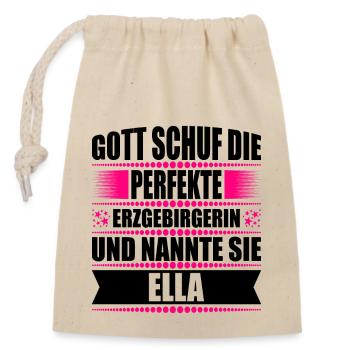 Erzgebirge Frau Namen Sachsen Ella - Verschließbarer Geschenkbeutel aus Baumwolle (14x20cm) - Natur - Vorne