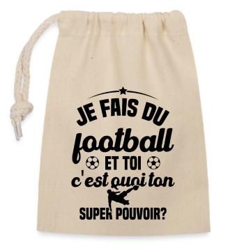 Humour cadeau foot / Je fais du football - Sac cadeau en coton avec cordon (14 x 20 cm) - nature - Devant