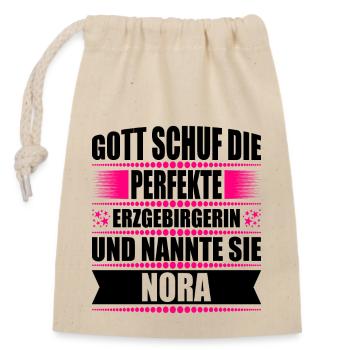 Erzgebirge Frau Namen Sachsen Nora - Verschließbarer Geschenkbeutel aus Baumwolle (14x20cm) - Natur - Vorne