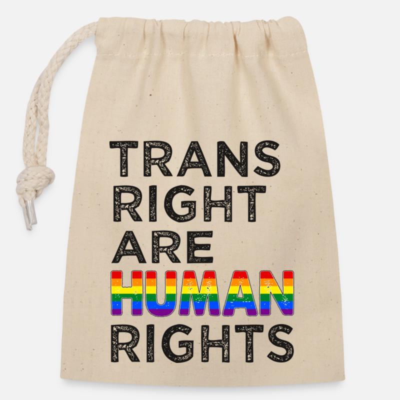 Lgbtq Trains right are human rights - Closable cotton gift bag (14x20cm) - nature