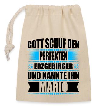 Erzgebirge Mann Namen Sachsen Mario - Verschließbarer Geschenkbeutel aus Baumwolle (14x20cm) - Natur - Vorne