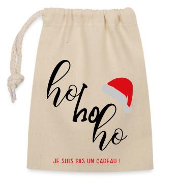 HO HO HO - Je suis pas un cadeau - Sac cadeau en coton avec cordon (14 x 20 cm) - nature - Devant