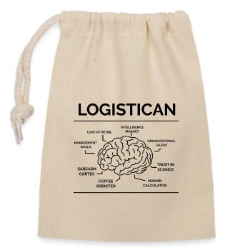 Logistiker - Verschließbarer Geschenkbeutel aus Baumwolle (14x20cm) - Natur - Vorne