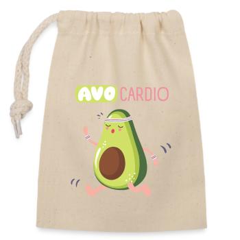 Avo Cardio Humor Sport - Closable cotton gift bag (14x20cm) - nature - Front