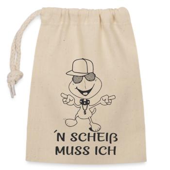 Mr. CoolMax: ´N Scheiß muss ich - Verschließbarer Geschenkbeutel aus Baumwolle (14x20cm) - Natur - Vorne