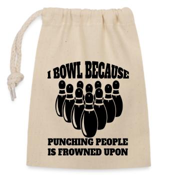 Bowling Gift Bowling ball Cone bowling bowling - Closable cotton gift bag (14x20cm) - nature - Front