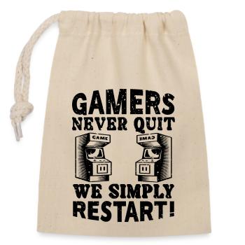 Gamers Never Quit Outfit - Verschließbarer Geschenkbeutel aus Baumwolle (14x20cm) - Natur - Vorne