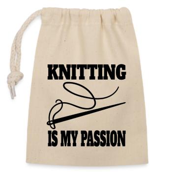 Knitting Gift Girl Sewing Crochet Seamstress - Closable cotton gift bag (14x20cm) - nature - Front