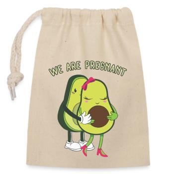 Wir sind schwanger Avocado Schwangerschaft Ankündigung - Verschließbarer Geschenkbeutel aus Baumwolle (14x20cm) - Natur - Vorne