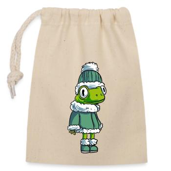 Crapaud grenouille d’hiver - Sac cadeau en coton avec cordon (14 x 20 cm) - nature - Devant