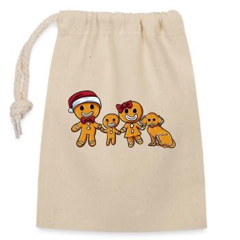 Gingerbread Family - Closable cotton gift bag (14x20cm) - nature - Front