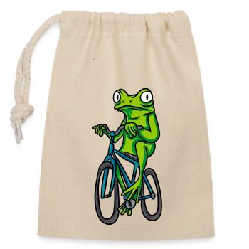 Vélo Crapaud grenouille - Sac cadeau en coton avec cordon (14 x 20 cm) - nature - Devant