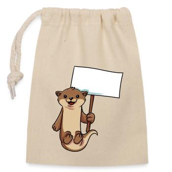 La loutre tient un bouclier - Sac cadeau en coton avec cordon (14 x 20 cm) - nature - Devant