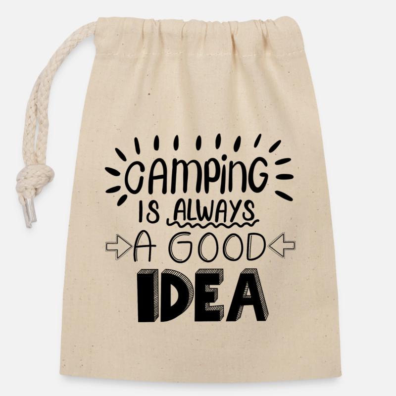 Camping Idea - Closable cotton gift bag (14x20cm) - nature