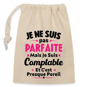 Pas parfaite mais je suis Comptable - Sac cadeau en coton avec cordon (14 x 20 cm) - nature - Devant