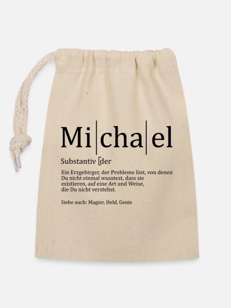 Erzgebirge Michael - Verschließbarer Geschenkbeutel aus Baumwolle (14x20cm) - Natur