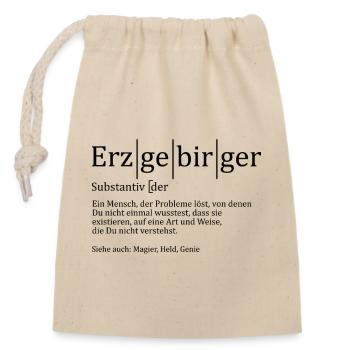 Erzgebirge Substantiv - Verschließbarer Geschenkbeutel aus Baumwolle (14x20cm) - Natur - Vorne