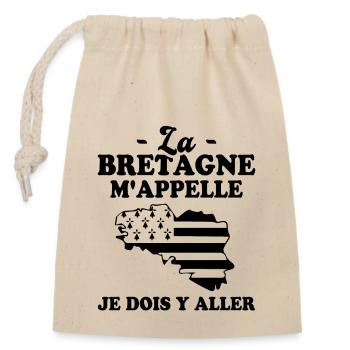 La bretagne m'appelle humour breton homme - Sac cadeau en coton avec cordon (14 x 20 cm) - nature - Devant