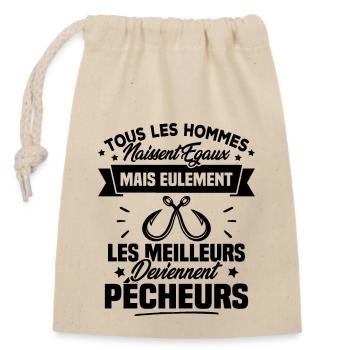 Les meilleurs hommes deviennent Pêcheurs - Sac cadeau en coton avec cordon (14 x 20 cm) - nature - Devant