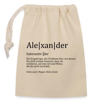 Erzgebirge Alexander - Verschließbarer Geschenkbeutel aus Baumwolle (14x20cm) - Natur - Vorne
