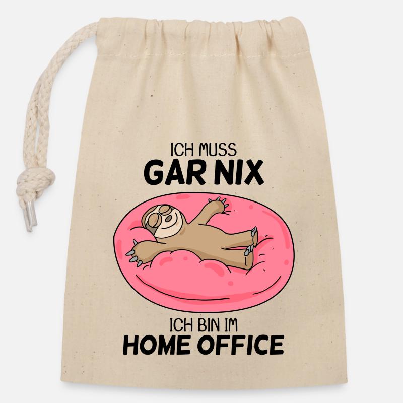 Home Office - Verschließbarer Geschenkbeutel aus Baumwolle (14x20cm) - Natur