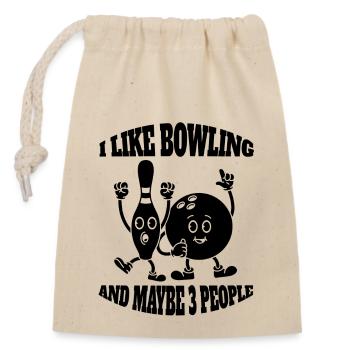 Bowling Kegeln Geschenk Bowlingkugel Kegel Bowler - Verschließbarer Geschenkbeutel aus Baumwolle (14x20cm) - Natur - Vorne