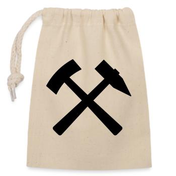 Miner's sign mallet iron Erzgebirge colliery - Closable cotton gift bag (14x20cm) - nature - Front