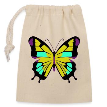 Bunter abstrakter Schmetterling - Verschließbarer Geschenkbeutel aus Baumwolle (14x20cm) - Natur - Vorne