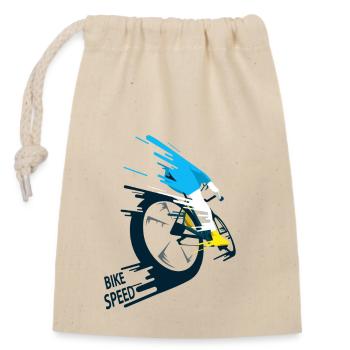 Bike Speed - Verschließbarer Geschenkbeutel aus Baumwolle (14x20cm) - Natur - Vorne