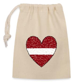 Lettland Riga Herz Kunst Design - Verschließbarer Geschenkbeutel aus Baumwolle (14x20cm) - Natur - Vorne