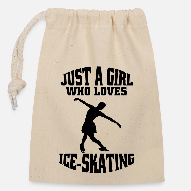 Figure skating ice skating skate figure skating - Closable cotton gift bag (14x20cm) - nature