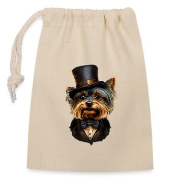 Dog Yorkshire Terrier dog motif - Closable cotton gift bag (14x20cm) - nature - Front