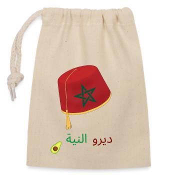 Diro Niya, morocco, Qatar, World cup, Avocay - Closable cotton gift bag (14x20cm) - nature - Front