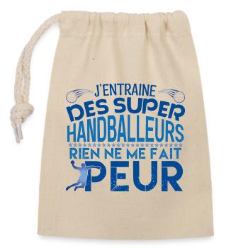 Handball coach Cadeau coach Handball - Sac cadeau en coton avec cordon (14 x 20 cm) - nature - Devant