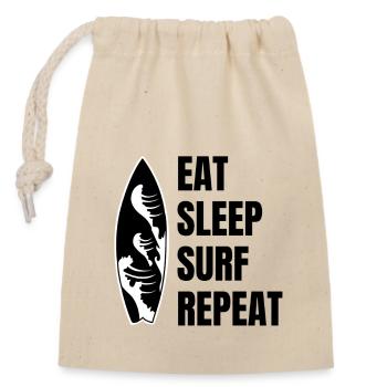 Surflehrer surfen Wellenreiten Surferin Surfbrett - Verschließbarer Geschenkbeutel aus Baumwolle (14x20cm) - Natur - Vorne