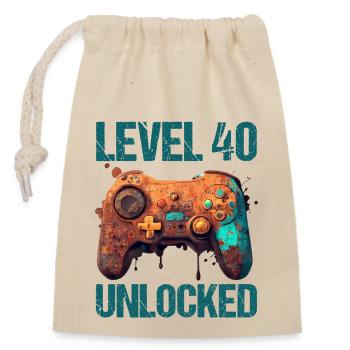 Level 40 Jahre Gaming 40er 40 Geburtstag - Verschließbarer Geschenkbeutel aus Baumwolle (14x20cm) - Natur - Vorne
