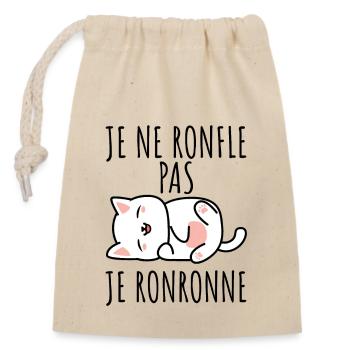 je ne ronfle pas je ronronne - Sac cadeau en coton avec cordon (14 x 20 cm) - nature - Devant