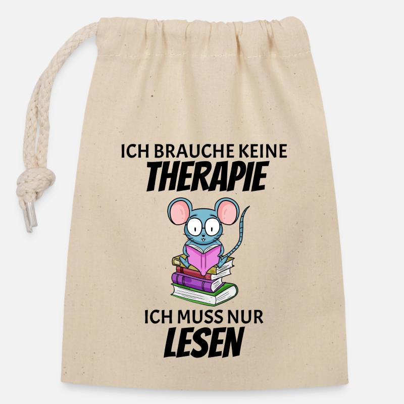 Lesen Buch Bücher Leser Geschenk - Verschließbarer Geschenkbeutel aus Baumwolle (14x20cm) - Natur