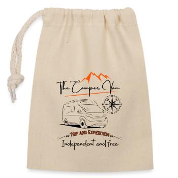 Camper Kastenwagen Wohnmobil Spruch + Motiv - Verschließbarer Geschenkbeutel aus Baumwolle (14x20cm) - Natur - Vorne